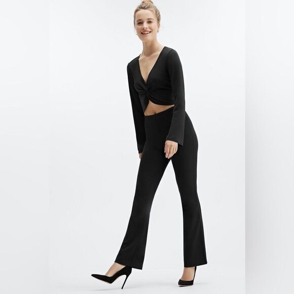 Fabletics 24/7 Kick Flare Knit Side Zipper Women’s Pants size XLarge‎ - Black - Picture 1 of 16